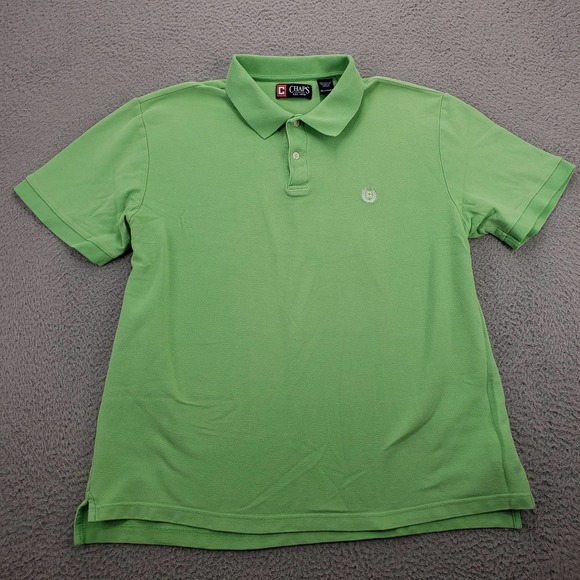 Chaps Shirt Mens XL Green Polo Golf Short Sleeve Classiccore Logo‎ preppy Collar - Picture 1 of 11